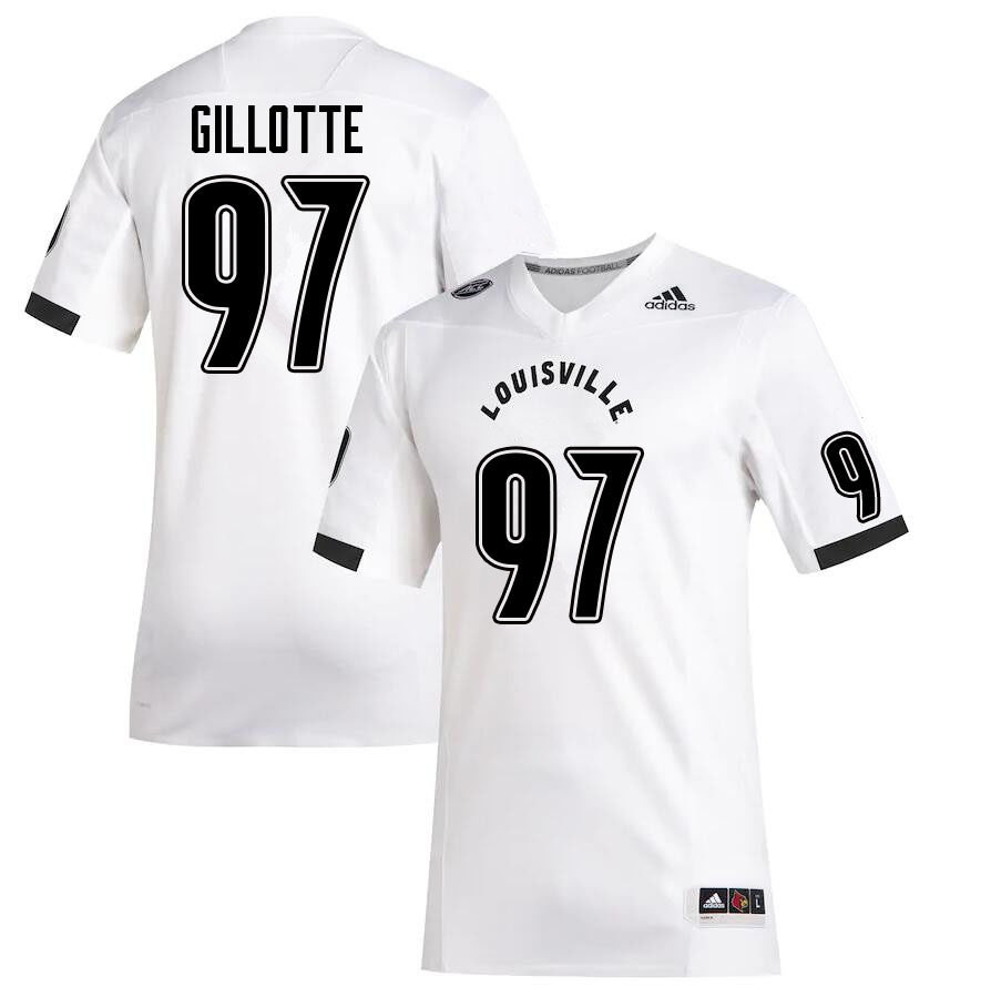 Men #97 Ashton Gillotte Louisville Cardinals College Football Jerseys Sale-White - Click Image to Close